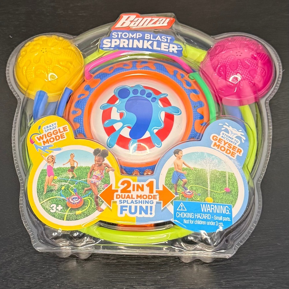 Banzai Stomp Blast Sprinkler Kids OS Multicolor New 2-in-1 Dual Mode Water Toy